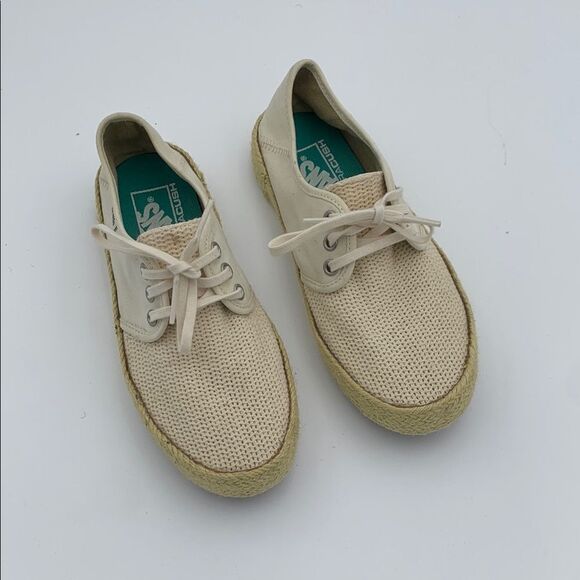 Vans Cream Sneaker with Canvas and knit Upper and Rubber espadrilles sole size 5 - Picture 1 of 10